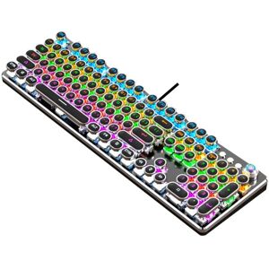 Shoppo Marte K820 104 Keys Retro Punk Plating Knob Glowing Wired Green Shaft Keyboard, Cable Length: 1.6m, Style: Running Lights (Black)