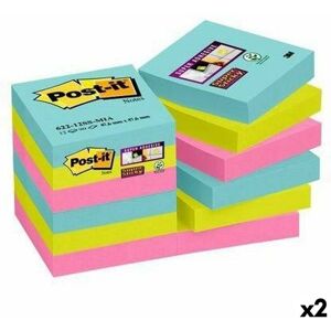 Set of Sticky Notes Post-it Super Sticky Multicolour 12 Pieces 47,6 x 47,6 mm (2 Units)