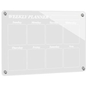 INF Magnetisk Dry Erase Board til køleskab, Genanvendelig Magnetic Week Planner Kalender Gennemsigtig