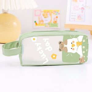 My Store PVC Cute Cartoon Large Capacity Student Stationery Bag(Green)