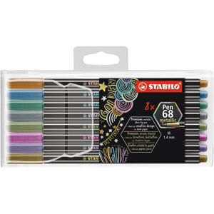 Pen 68 Fiberpenna Metallic Svart 8-pack STABILO