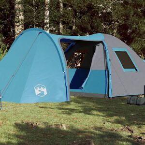 vidaXL 6-personers campingtelt vandtæt mørklægningsstof blå
