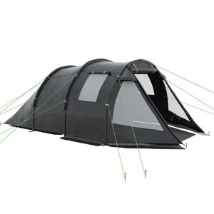 Rootz Living Rootz Campingtelt - Vejrbestandig - Trekkingtelt - 2 Værelser - Bærbar rejsetaske - UV 30+ Solbeskyttelse - Taft 100 % polyester-fiberglas - Sort - 47