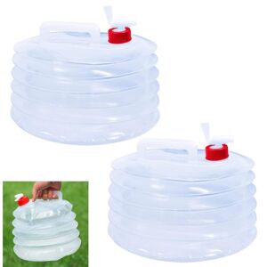 GL 2-Pack vandflaske med hane 5L sammenklappelig vandbeholder Overlevelse udendørs camping