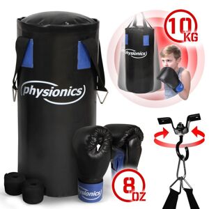 Physionics - Boksesæt med handsker og bandager - Kickboxing - MMA - Martial Arts - Børnepunchingpose - 25 x 55 cm