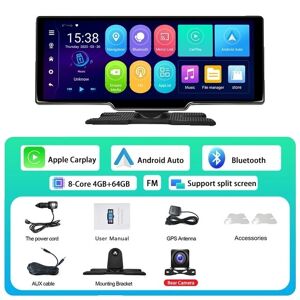 SupplySwap Android bilvideoafspiller, 1026 skærm, trådløs Carplay, 4G 64G AHD Cam