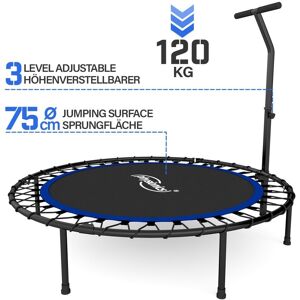 Physionics - Foldbar Fitness Trampolin - Indendørs/Udendørs Brug - Kapacitet 120 Kg - Diameter 101 cm - Blå - 101 x 75 x 24 cm