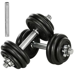 Rootz Living Rootz håndvægtssæt 30 kg - vægtstang og håndvægt - 12 vægtskiver - til styrketræning - fitness - sort