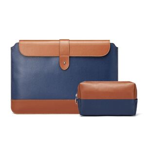 Shoppo Marte Horizontal Microfiber Color Matching Notebook Liner Bag, Style: Liner Bag+Power Bag(Blue + Brown), Applicable Model: 14-15.4 Inch