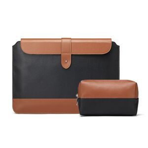 Shoppo Marte Horizontal Microfiber Color Matching Notebook Liner Bag, Style: Liner Bag+Power Bag(Black + Brown), Applicable Model: 13  -14 Inch