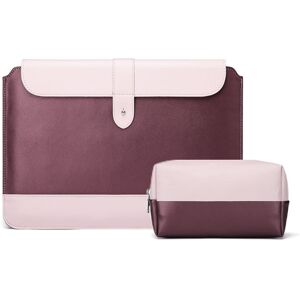 Shoppo Marte Horizontal Microfiber Color Matching Notebook Liner Bag, Style: Liner Bag+Power Bag (Wine Red), Applicable Model: 14-15.4 Inch