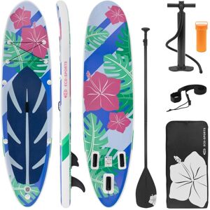 ECD-Germany Oppustelig Stand Up Paddle Board Blomster 320x82x15 cm blå hvid PVC