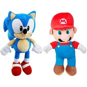 2-Pack Sonic The Hedgehog & Super Mario Plysdyr Legetøj Plush Soft 30cm