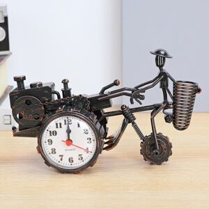 shopnbutik K0931 Retro Clock Ornaments Office Desk Pen Tube Tractor Model Children Toy Alarm(Ancient Copper)