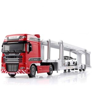 High Discount Legering 1:50 Dobbelt-Deck Bil Transporter Truck Diecast Køretøj Model Legetøj(Red)