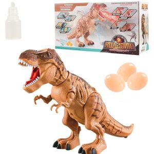 shopnbutik Electric Spray Egg Laying Dinosaur Toy Can Project Dinosaur Model(Brown)