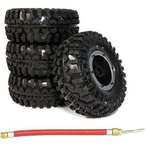 High Discount 4 stk 2.2 tommer Inflatable Beadlock Tire Air pneumatisk hjul til 1/10 RC Crawler Truck Car Silver