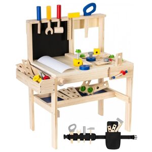 Mamabrum Værktøjskasse og tilbehørssæt skrivebord Værktøjsbænk til børn Legetøjsspil Arbejdsbord i træ