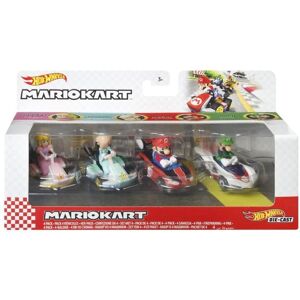 Hot Wheels Mario Kart: 4 Pack Vehicles (Peach, Rosalina, Mario, Luigi)