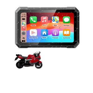 SupplySwap Motorcykel GPS-navigator, Trådløs Apple Carplay, Vandtæt IPX7-skærm, sort
