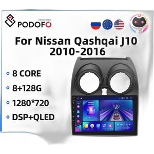 SupplySwap Bilradio til Nissan Qashqai J10 2006-2016 - AI Stemmekontrolleret Videospiller, 4G Bil Carplay 2din Autoradio med Android