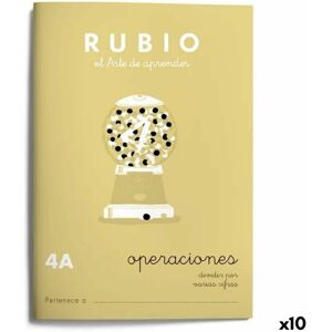 Maths exercise book Rubio Nº4A A5 Spanish 20 Sheets (10 Units)