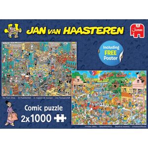 Jumbo Jan Van Haasteren The Music Shop & Holiday Jitters, Pussel 2x1000 bitar