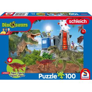 Schmidt Puslespill Dinosaurer 100 brikker + med en Schleich-figur Saichania mini