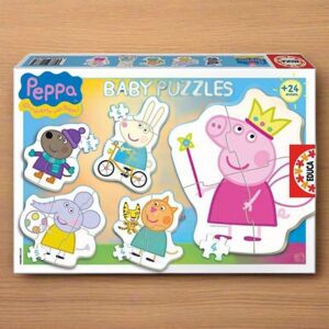 5- baby Puzzle Set Pink Pig Educa Baby 15622 24 Pieces