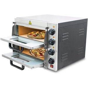 BITUXX Elektrisk pizzaovn Professionel dobbelt stenplade 3000W