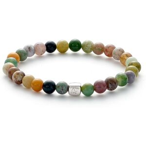 Alexander Lynggaard Colorup Indian Agate Sterling Sølv Herrearmbånd med Silikonesnor Og Agat