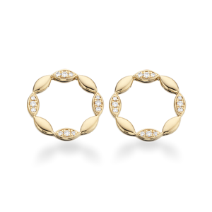 Scrouples Cirkel Ørestikker i 14 Karat Guld med Diamanter 0,10 Carat W/SI
