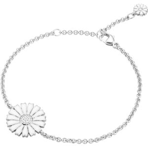 Daisy Marguerit Rhodineret Sølv Armbånd fra Georg Jensen med Hvid Emalje