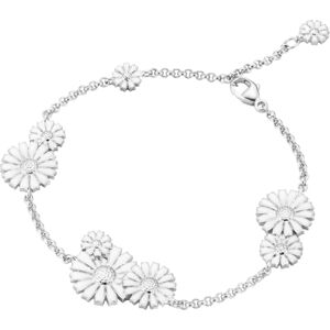 Daisy Marguerit Rhodineret Sølv Armbånd fra Georg Jensen med Hvid Emalje