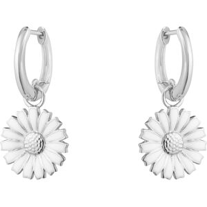 Georg Jensen Daisy Marguerit Øreringe i Rhodineret Sølv med Hvid Emalje