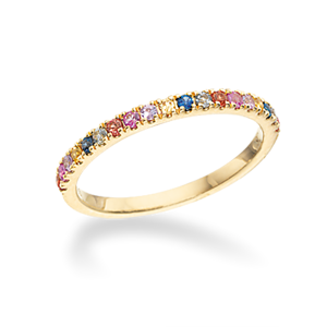 Scrouples Dazzling 14 Karat Guld Ring med Rainbow Safir