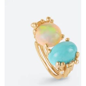 Ole Lynggaard Boho 18 Karat Guld Ring med Turkis, Opal og Brillanter 0,05 Carat TW/VS