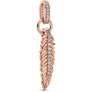 Pandora Sparkling Feather Dangle Charm i Rosaforgyldt Sølv