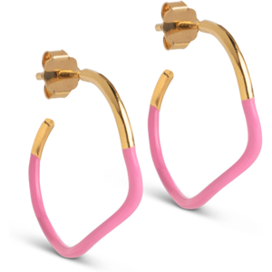 Enamel Sway Hoops Pink Forgyldt Sølv Øreringe med Emalje