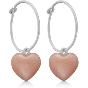 Stone Heart Sterling Sølv Øreringe fra Frk Lisberg med Peach Moonstone