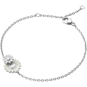 Georg Jensen Stine Goya Daisy Sterling Sølv Armbånd med Hvid Emalje