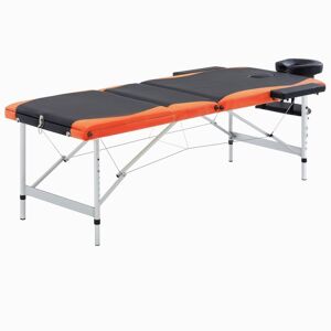 vidaXL foldbart massagebord 3 zoner aluminium sort og orange