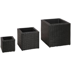 vidaXL plantekasser 3 stk. polyrattan sort