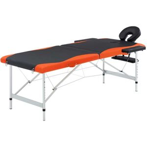 vidaXL foldbart massagebord 2 zoner aluminium sort og orange