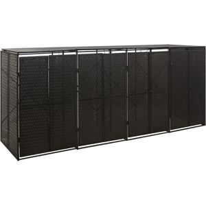 vidaXL firdobbelt skraldespandsskjuler 274x80x117 cm polyrattan sort