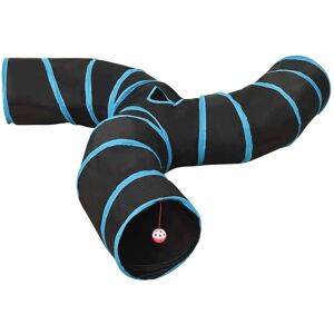 vidaXL 3-vejs kattetunnel 25 cm polyester sort og blå