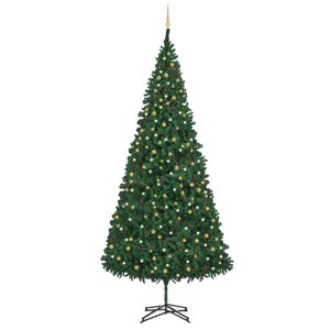 vidaXL kunstigt juletræ med LED og kuglesæt 500 cm grøn