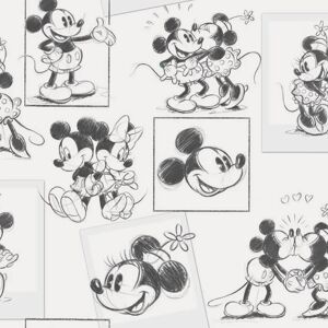 Noordwand Kids at Home tapet Mickey and Minnie skitse sort og hvid