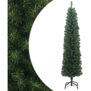 vidaXL slankt kunstigt juletræ med fod 210 cm PVC grøn