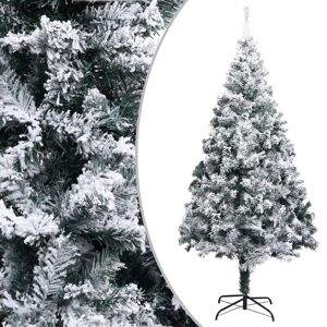 vidaXL kunstigt juletræ med puddersne 210 cm PVC grøn